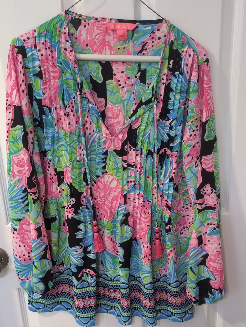 Lilly Pulitzer Pink, Blue & Green Tropical V-Neck Tunic
